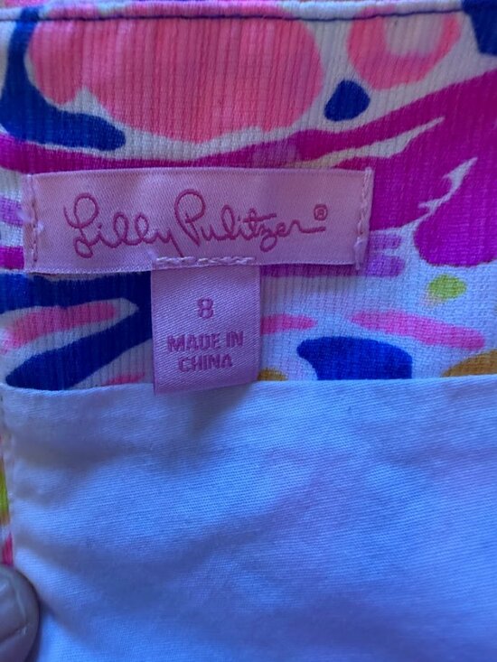 Lilly Pulitzer Marigold Brilliant Blue Catch Release Skort Gold Sz 8 Pocket Zip - Picture 5 of 6